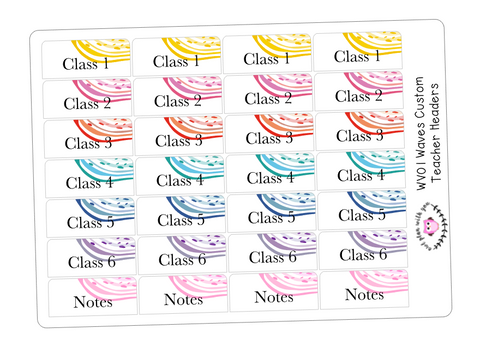 WV01 || Waves Colorful Teacher Planner Header Stickers